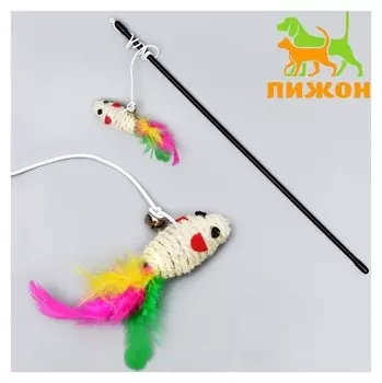 Дразнилка-удочка "Мышь из сизаля"