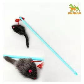 Дразнилка-удочка с серой мышью, палочка