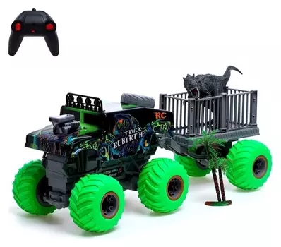 Джип радиоуправляемый Monster, с динозавром, 1:16, работает от аккумулятора