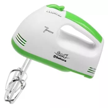 Ер Sakura Sa-6313gr, ручной, 150 Вт, 7 скоростей, бело-зелёный