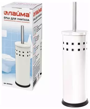 Ерш для унитаза Laima, с подставкой, металл, белый, глянцевый, 604962