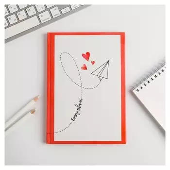 Ежедневник Бумажный самолётик твёрдая обложка, А5, 80 листов