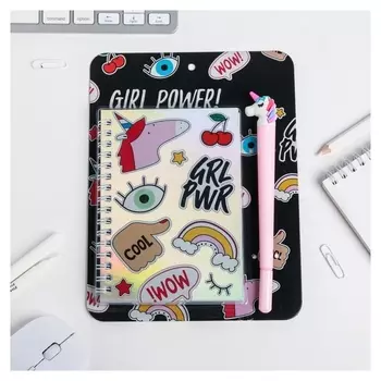 Ежедневник голография и ручка "Girl Power!", 40 листов