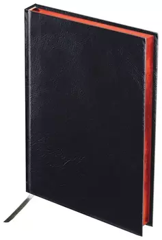 Ежедневник недатированный А5 (138х213 мм) Brauberg "Black Jack", под старинную кожу, 160 л., красный срез, черный, 123844