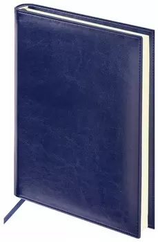 Ежедневник недатированный А5 (138х213 мм) Brauberg "Imperial", под гладкую кожу, 160 л., кремовый блок, темно-синий