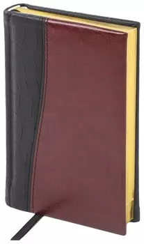 Ежедневник недатированный малый формат (100х150 мм) А6, BRAUBERG "Cayman", комбинир. кожа, 160 л, крем. блок, зол. срез, чер/т-корич