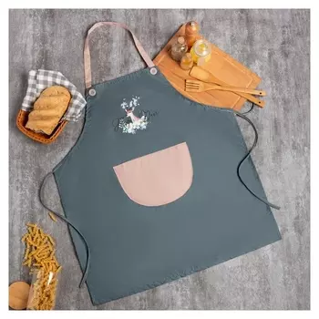 Фартук этель "Flower Deer", цв. голубой, 70*68 см, 100% п/э