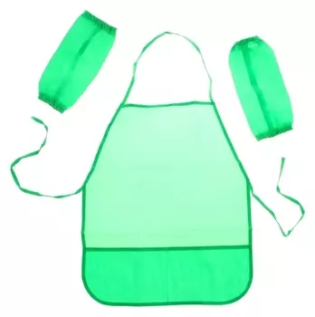 Фартук для труда и нарукавники цвет зеленый