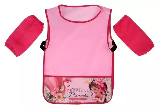 Фартук для труда (Накидка) + нарукавники, 568 х 405/240 х 160 мм, рост 116-146, ТПК пчелка, фн-1 "Фламинго и принцесса"