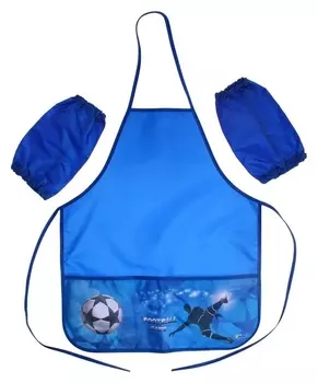 Фартук для труда + нарукавники, 535 х 445/230 х 145 мм, оникс, ФН 41-1 "Футбол", синий, 69375