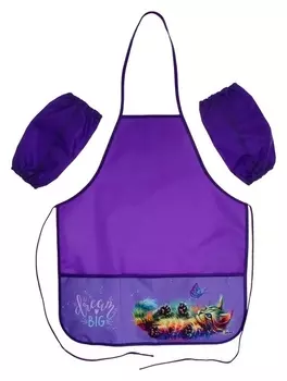 Фартук для труда + нарукавники, 535 х 445/230 х 145 мм, оникс, ФН 41-1, "Котёнок в красках", фиолетовый, 69372