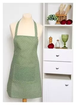 Фартук доляна 60х70см, горох зел, 100%пэ, рогожка 200 гр/м