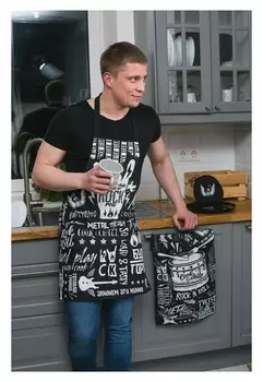 Фартук доляна Rock'n'roll, 60 × 70 см, рогожка, хлопок 100 %, 160 г/м²