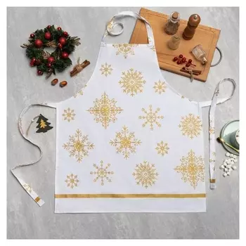 Фартук "Этель" золотые снежинки 60х65 см, 100%хл, 190г/м2