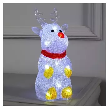 Фигура акрил."Оленёнок" 25х7х7 см, 2хаа (Не в компл), 10 Led, белый