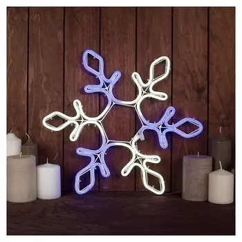 Фигура из неона "Снежинка", 37 см, 288 Led, 12v, контроллер 8 режимов, сине-белый