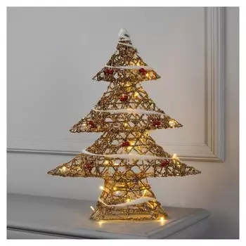 Фигура "Ёлка с ягодами" 50 см, 220v, т/белый