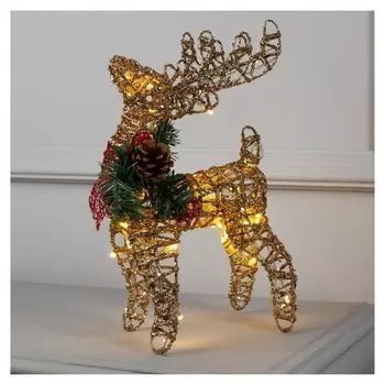Фигура "Олень золотой", 30 см, от батареек, т/белый