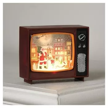 Фигура светодиодная "Телевизор вишневый, новый год", 4х10х8 см, от бат. 3хlr44, т/белый