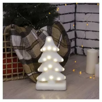 Фигура световая "Белая ёлочка", 18 Led, 20х25х12 см, фиксинг, от батар. (Не в компл)