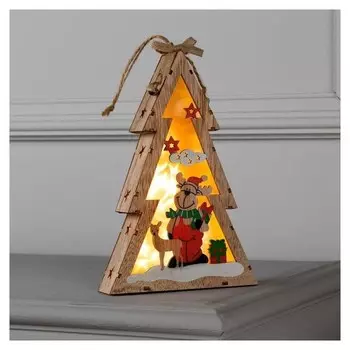 Фигура световая "Ёлочка с олененком", 22.5х14х4, ааа*2, 6led, тёплое белое