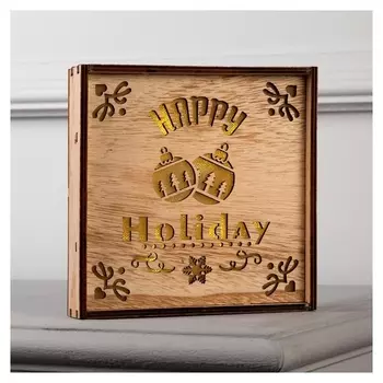 Фигура световая "Картина счастливые каникулы", 15х15х4, Cr2032х1, тёплое белое