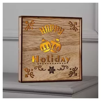 Фигура световая "Картина счастливые каникулы", 22х22х3, ааа*2, тёплое белое