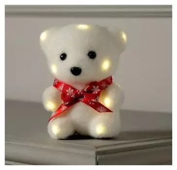 Фигура световая "Медведь в бабочке", 13 Led, 12х9х8 см, фиксинг, от батар., т/белый