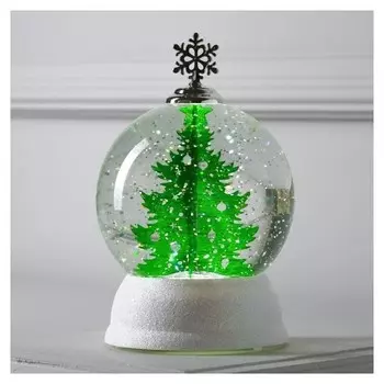 Фигура световая "Шар с елкой", 18х18х12 см, от батареек, т/белый