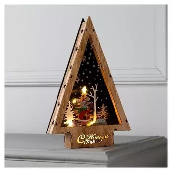 Фигура световая "Треугольничек с оленем", 30х19х4.5, ааа*2, 6led, тёплое белое