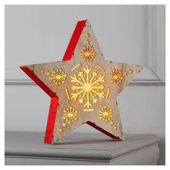 Фигура световая "Звезда и снежинки", 30х30х5, ааа*2, 6led, тёплое белое
