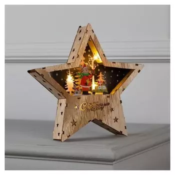 Фигура световая "Звезда с оленем", 22х22х4, ааа*2, 6led, тёплое белое
