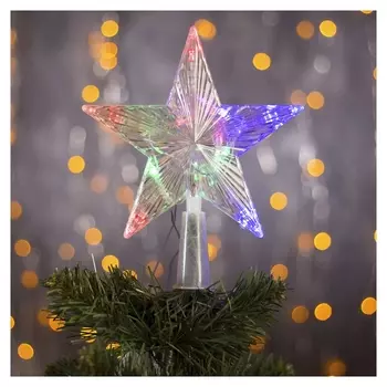 Фигура "Звезда прозрачная ёлочная" 15х15 см, пластик, 10 Led, 2 м провод, 240v Rg/rb
