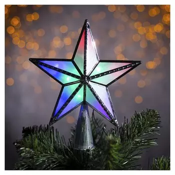 Фигура "Звезда серебр. ёлочная" 15х15 см, пластик, 10 Led, 2 метра провод,240v мульти