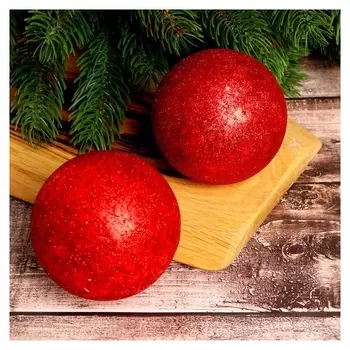 Фигурка для поделок и декора «Шар», набор 2 шт., размер 1 шт: 8 см, цвет красный