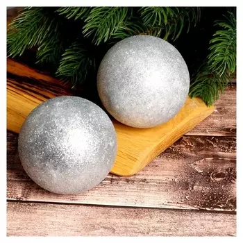 Фигурка для поделок и декора «Шар», набор 2 шт., размер 1 шт: 8 см, цвет серебро