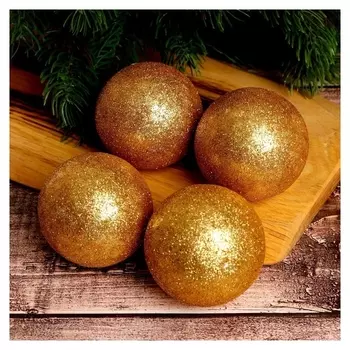 Фигурка для поделок и декора «Шар», набор 4 шт., размер 1 шт: 6 см, цвет золото