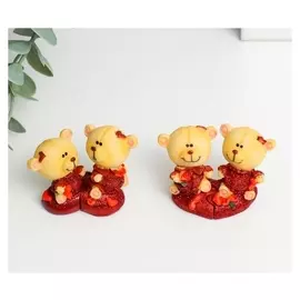 Фигурка "Два мишки на сердечке" набор 2 шт, 5х3х4см