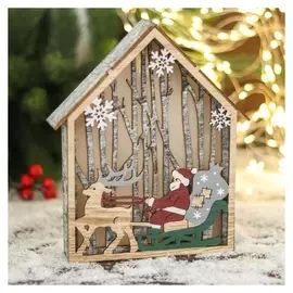 Фигурка новогодняя свет "Дед мороз в пути" 17,5х20 см