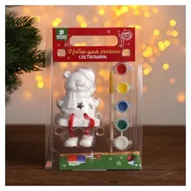 Фигурка под роспись со светом «Мишка», краска 5 цв по 2 мл, кисть