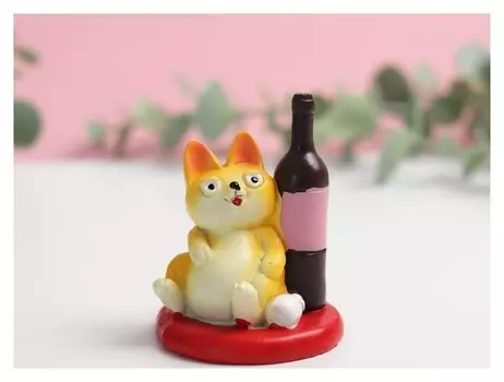 Фигурка полистоун "Кот с вином", 7 см