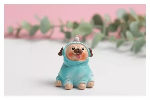 Фигурка полистоун "Мопс в костюме единорога", 4 см