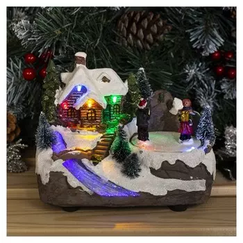 Фигурка световая "Новогодний город" 18х11х14 см, 6 Led, аа*3 и от Usb, мульти