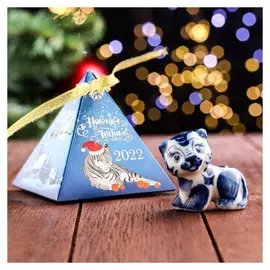 Фигурка "Тигр. синий", в упаковке, гжель