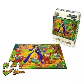 Фигурный деревянный пазл страна сказок «Белоснежка»