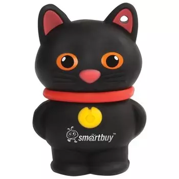 Флэш-диск сувенирный 16 GB, SMARTBUY Wild "Котенок", USB 2.0, черный