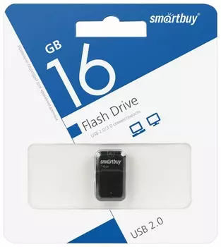 Флеш-диск 16 GB, Smartbuy Art, USB 2.0, черный, Sb16gbak
