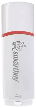 Флеш-диск 4 GB, Smartbuy Crown, USB 2.0, белый, Sb4gbcrw-w