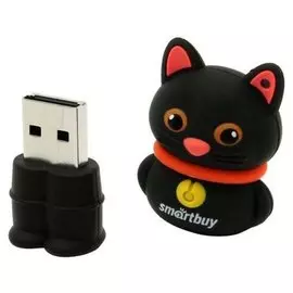 Флеш-память Smartbuy Wild Series, 32gb, USB 2.0, котенок, чер, Sb32gbcatk