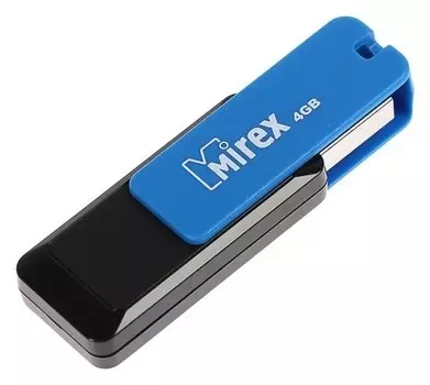 Флешка Mirex City Blue, 4 Гб, Usb2.0, чт до 25 мб/с, зап до 15 мб/с, цвет черный-синий